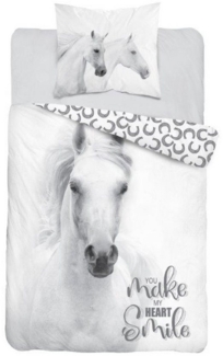 Detexpol Bettwäsche Set Pferdemotiv 100% Baumwolle, Größe: 140x200 cm, 70x80 cm, Baumwolle, 2 teilig