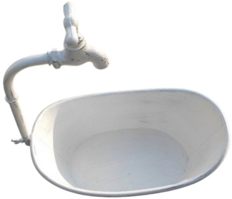 Deko-Impression Pflanzschale Wanne mit Deko-Wasserhahn Blumentopf Pflanzschale weiß 36 cm (1 St)