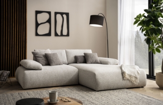 DOMO. collection Ecksofa 800 016, kleines Sofa in L-Form mit Taschenfederkern, Eckcouch, Modulsofa 244 x 188 x 80 cm (BxTxH), beige-schwarz