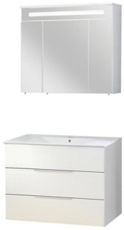 Fackelmann KARA Badmöbel Set 3-teilig, 80 cm, Weiß, Keramik, 2 Schubladen