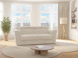 Vente-unique - Schlafsofa mit Matratze 3-Sitzer - Stoff - Beige - Liegefläche 140 cm - Matratze 18 cm - RIZORA