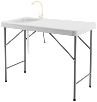 COSTWAY Campingtisch Filetiertisch, tragbar&klappbar, mit Spüle&Wasserhahn