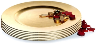 BigDean Dekotablett 6x Platzteller Dekoteller Unterteller Antik-Gold 33cm Kunststoff