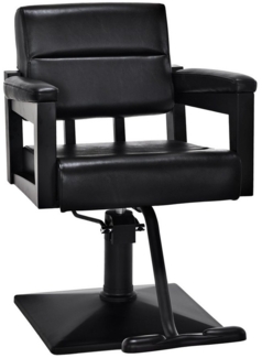 BarberPub Friseurstuhl mit Hydraulikpumpe 360° Drehbar, Friseureinrichtung Barber Stuhl Höhenverstellbar, Friseursessel PVC Kunstleder, 2058 (Schwarz)