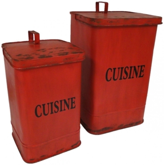 2er Set Antic Line Retro Küchenmülleimer rot SEB13832