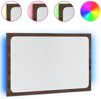 vidaXL LED-Badspiegel Braun Eichen-Optik 60x8,5x38 cm Holzwerkstoff 834929