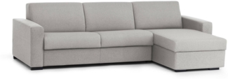 Dmora Schlafsofa mit Halbinsel Allegria, drehbares Sofa zum Öffnen, umkehrbare Aufbewahrungshalbinsel, schmale Armlehnen, 100 % Made in Italy, 260 x 95 x 90 cm, Grau