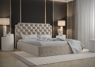 AX LIVING Tybilla 160x200 Bett mit Bettkasten in Beige – Komfort&Stil