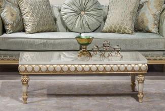 Casa Padrino Luxus Barock Couchtisch Weiß / Gold - Prunkvoller Wohnzimmertisch im Barockstil - Barockstil Wohnzimmer Möbel - Barock Einrichtung - Barock Möbel - Luxus Möbel im Barockstil