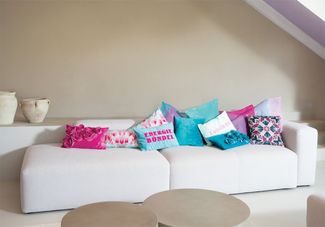 PAD Dekokissen LETTERS, farbige Keder, mit Schriftzug, verschiedene Größen