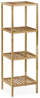 Relaxdays Badregal mit offenen Ablagen, Walnussholz natur, Natur, 35,5 x 35,5 x 113 cm