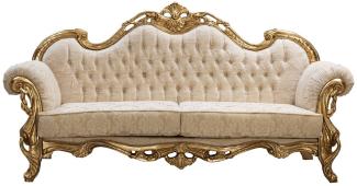 Casa Padrino Luxus Barock Sofa Weiß / Gold 235 cm - Barock Wohnzimmer Möbel