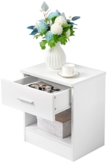 VINGLI Nachttisch Kleiner Beistelltisch Weiß, Nachtschrank mit Schubladen, Nachtkommde (1-St), 39 x 29 x 41 cm, für Boxspringbetten