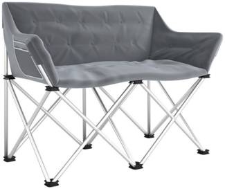 Outsunny Campingstuhl mit Armlehnen, Seitentasche (2 Sitzer Faltstuhl, 1 St), bis 240kg belastbar, für Garten Camping Strand