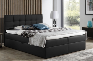 99rooms Stefan Boxspringbett Kunstleder MADRYT Schwarz 140x200 cm