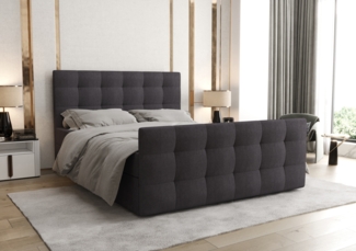 AX LIVING Boxspringbett 160x200 mit Bettkasten Orchido Grau – Luxus&Funktionalität