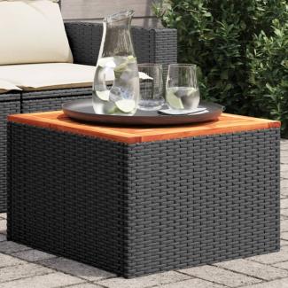 vidaXL Gartentisch Schwarz 55x55x37 cm Poly Rattan und Akazienholz 365975