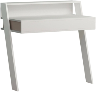 Dmora Schreibtisch Imperatori, Mehrzweckschreibtisch, Bürotisch für PC, Eckschreibtisch, 94x50 h91 cm, Weiß
