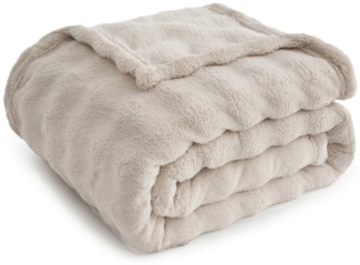 Wohndecke Kuscheldecke 150x200 weiß, Fleecedecke weich, Topfinel, dicke Decke, Wolldecke Sofadecke, luxuriös gestreift Muster