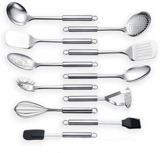 Refined Living Kochbesteck-Set 11-teiliges Edelstahl-Küchengerät Set Küchenhelfer Kochgeschirr (Spar-Set, 11-tlg. Kochzubehör, Küchenhelfer, Bestecksets zum Kochen, Hitzebständig, Langlebig, Hochwertige Konstruktion, küchenutensilien, küchengeräte, 11-...
