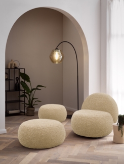 DOMO. collection Sessel 700 016, Polstersessel, rund, gepolsterte Rückenlehne, Füße mit Filzgleitern, Armsessel, Polsterganitur, 73 x 75 x 76 cm (BxTxH), braun