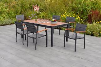 YOURSOL by Merxx Gartenmöbel Set Paxos für 6 Personen mit Ausziehtisch 180 - 240, Stapelstühle