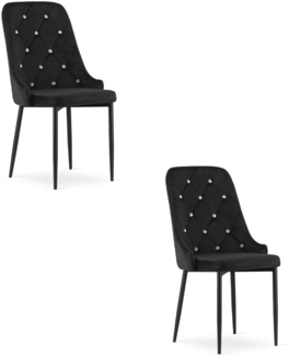Valora REMI Stuhl aus schwarzem Samt mit Metallbeinen (2 Stück)