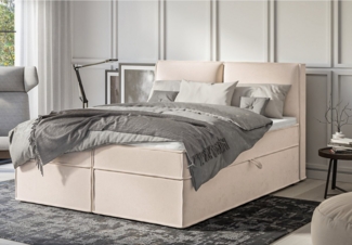 S-Style Möbel Boxspringbett Plaza mit Topper und Bettkästen aus Luxusmicrofaser, mit Topper und Bettkasten / zwei Bettkästen (je nach Bettgröße)