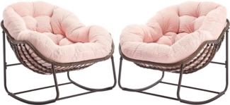 LVHOM Schaukelstuhl mit gepolstertem Kissen, Rattanstuhl mit Stahlrahmen, Lounge Sessel (Großformat B110.5cm x T94.5cm x H80cm,Dicke Kissen,160kg Tragfähigkeit, MEHRE FARBEN MEHRE OPTIONEN! Schaukelsessel umhüllendem Sitzgefühl & hoher Armlehne, 2 St),...