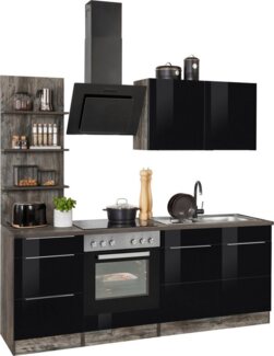 KOCHSTATION Küchenzeile KS-Brindisi, Breite 210 cm, wahlweise mit E-Geräten, mit MDF-Fronten und Regal