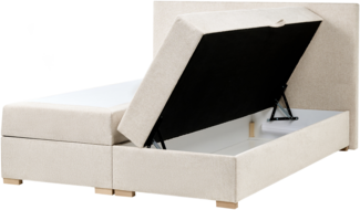 Boxspringbett mit Stauraum Stoff MAJOR 160 x 200 cm Hellbeige