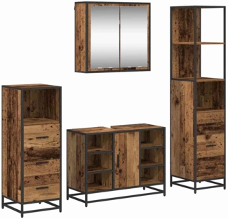vidaXL Badezimmermöbel-Set mit Schubladen 4 pcs Altholz Holzwerkstoff 3402354