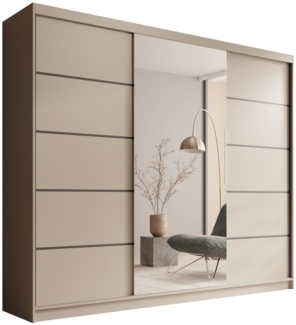 MOEBLO Schiebetürenschrank Tivora 250 (Moderner, platzsparender Kleiderschrank mit Spiegel für Schlafzimmer und Ankleidezimmer, 3 Schiebetüren, 11 Einlegeböden, stabile Kleiderstange, Wohnzimmerschrank mit Spiegel, Schwebetürenschrank Schrank Garderobe...