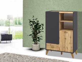 Highboard "Skandi" Kommode 81cm graphit wotan eiche