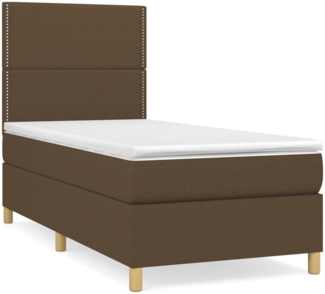 vidaXL Boxspringbett mit Matratze Dunkelbraun 90x190 cm Stoff 3142220