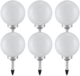 6x LED Solarleuchte, Kugel weiß, DM 20 cm, H 62 cm