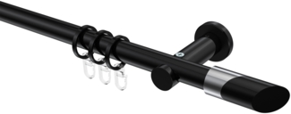 Gardinenstangen-Set Platon Verano 420 cm (geteilt in 3 x 140 cm), 1-läufig, 20 mm Ø Schwarz