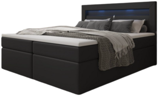 Boxspringbett Reposito mit LED, USB und Stauraum 200x200 Schwarz H4 (100kg+)
