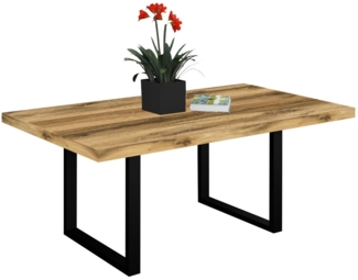 Esstisch Elgin 3 210-310x80x100 Holzwerkstoff Schwarz/Plankeneiche