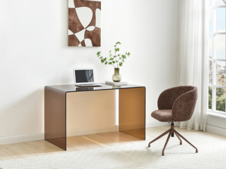 Vente-unique - Schreibtisch – getöntes Sicherheitsglas – Braun – ELSTRON
