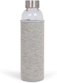 LIVOO Trinkflasche Glas Isoliert mit Hülle Grau Glasflasche Sieb 500 ml MEN394