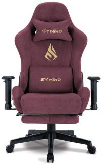 symino Gaming-Stuhl Premium Alcantara Stoff, ergonomischer, verstellbarer Drehstuhl mit Fußstütze, MP Pro, Rot