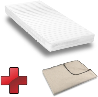 Kaltschaummatratze K16 80 x 200 cm, Höhe 16 cm, Härtegrad H2/H3 + Sleezzz® Smart Kuscheldecke 140 x 200 cm