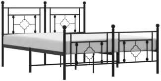 vidaXL Bettgestell mit Kopf- und Fußteil Metall Schwarz 140x190 cm 374357