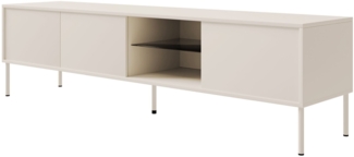 Selsey 'Modity' TV-Schrank 3-türig mit Glasregal und Beleuchtung, 175 cm, Kaschmirgrau