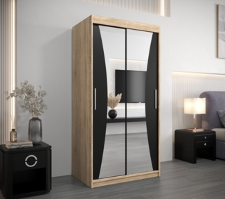 MOEBLO Schiebetürenschrank MEGRA (mit Spiegel, mit/ ohne Schubladen, Schwebetürenschrank Schrank Garderobe Schiebtüren Schlafzimmer Wohnzimmerschrank) (BxHxT):100/120/150/180/200/250x200x62 cm