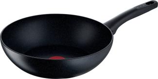 Tefal G28119 Black Stone Wokpfanne 28 cm | Mineralia+ Antihaftversiegelung | sicher | Thermo-Signal | induktionsgeeignet | gesund Kochen | Stone-Effekt | Schwarz, Aluminium