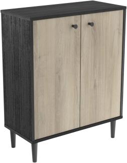 Demeyere Industrieller Buffet mit 2 Türen Arty, Holzwerkstoff, Eiche Kronberg und Schwarz, 607x285x757MM