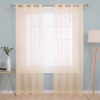 Deconovo Vorhang Transparent Voile Gardinen mit Ösen Wohnzimer Ösenvorhang 2er Set, Luftig Modern Store Dekoschals Schlafzimmer einfarbig pflegeleicht