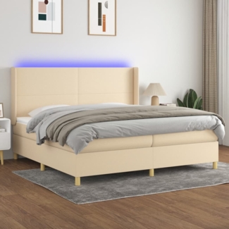 vidaXL Boxspringbett mit Matratze & LED Stoff Creme 200x200 cm, Härtegrad: H2 [3138746]